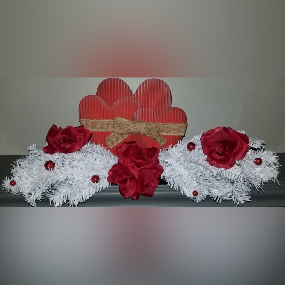Handmade Valentines Day table or mantle centerpiece! Smoke free home